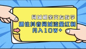 抖音同城相亲交友教学，抓住抖音同城流量红利，月入10W+【无水印】